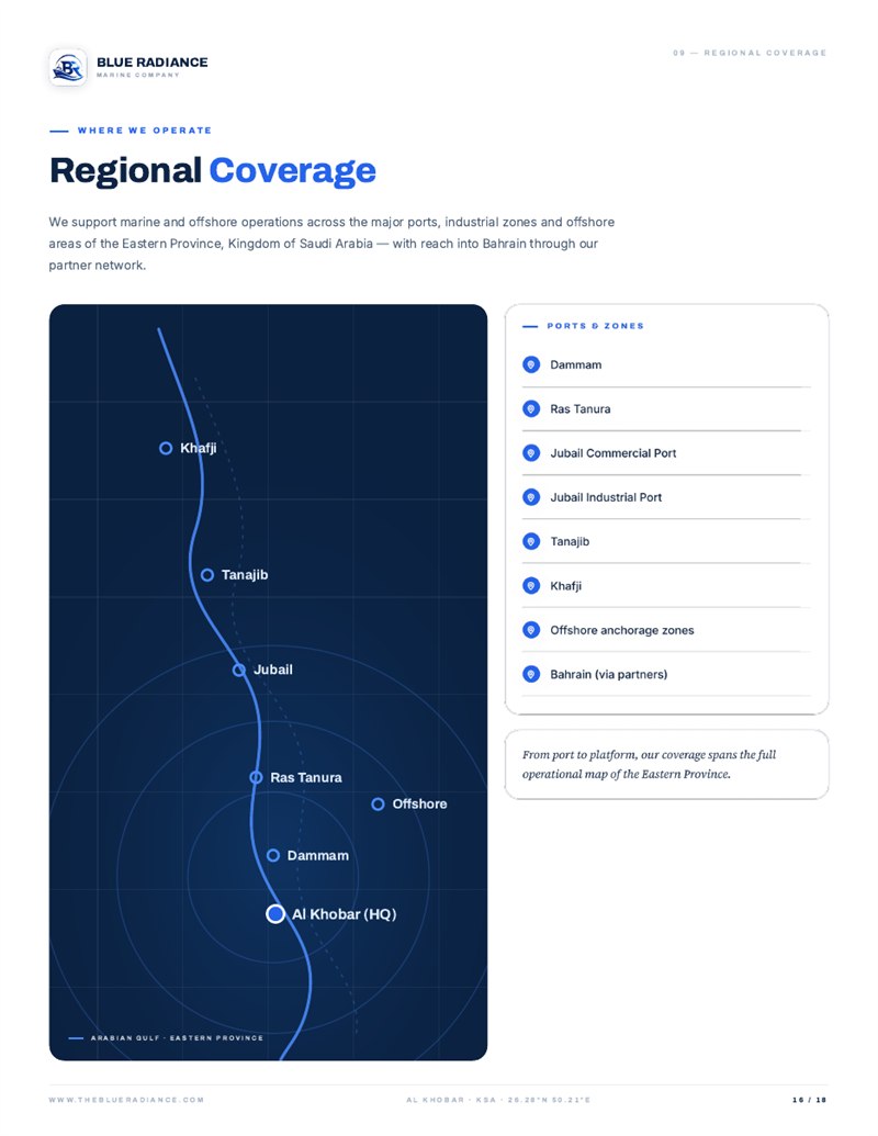 Profile page showing regional coverage across the Eastern Province